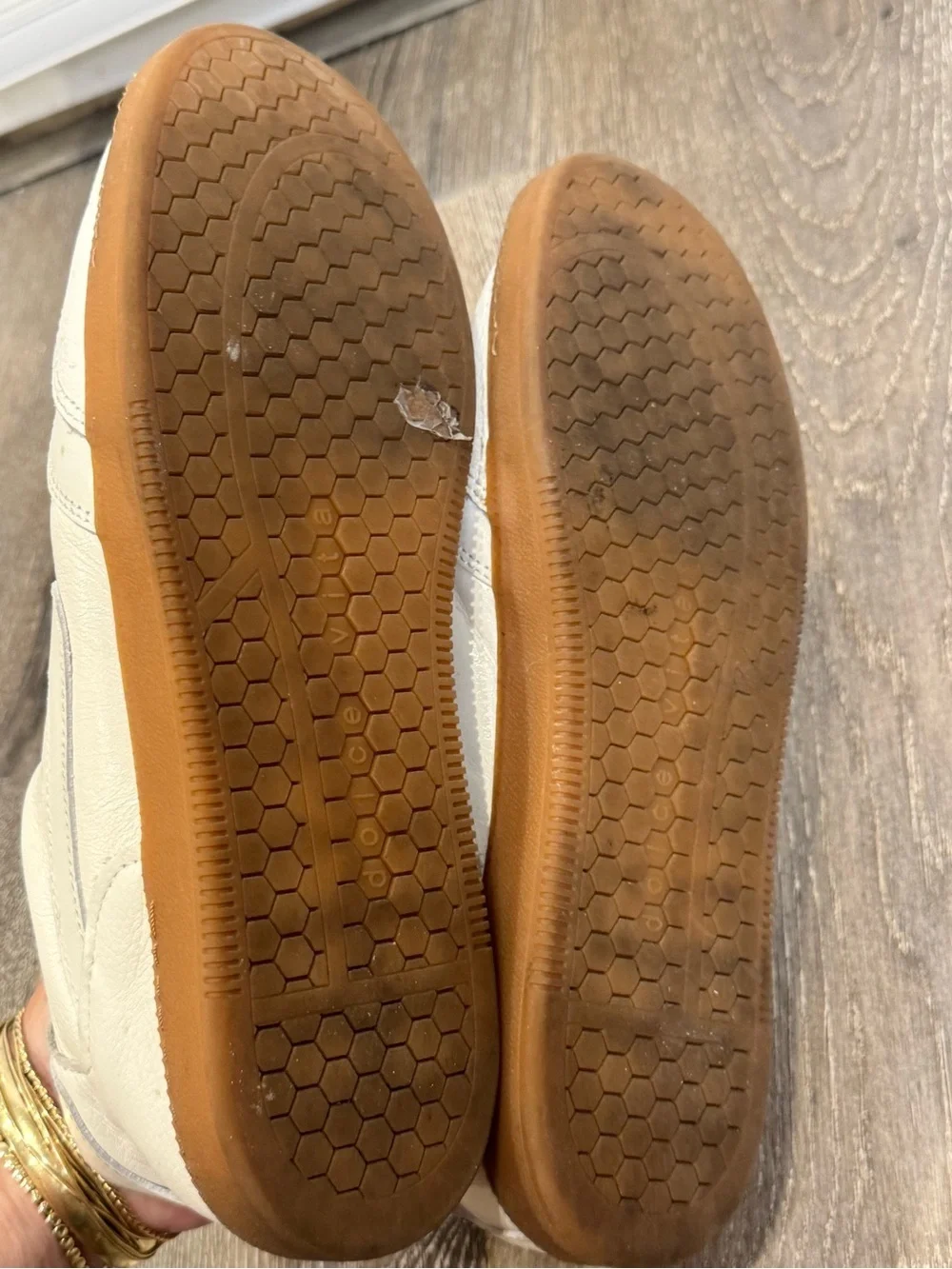 Dolce Vita Notice Cream Upper Sneaker with Tan Gum Sole